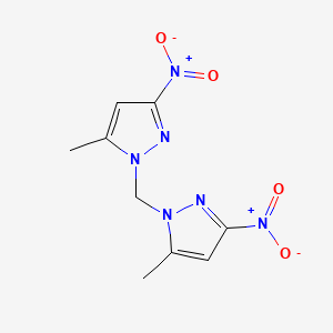 molecular formula C9H10N6O4 B12496151 5-Methyl-1-[(5-methyl-3-nitropyrazol-1-yl)methyl]-3-nitropyrazole 