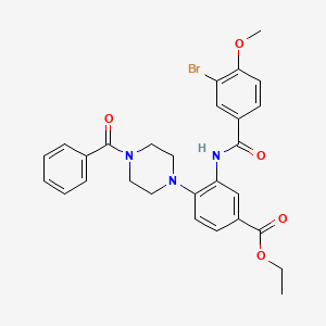 molecular formula C28H28BrN3O5 B12496163 Ethyl 3-{[(3-bromo-4-methoxyphenyl)carbonyl]amino}-4-[4-(phenylcarbonyl)piperazin-1-yl]benzoate 