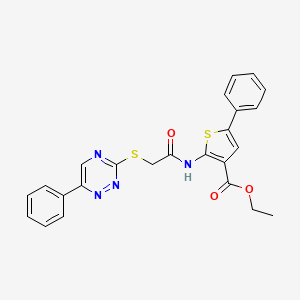 molecular formula C24H20N4O3S2 B12496253 Ethyl 5-phenyl-2-({[(6-phenyl-1,2,4-triazin-3-yl)sulfanyl]acetyl}amino)thiophene-3-carboxylate 