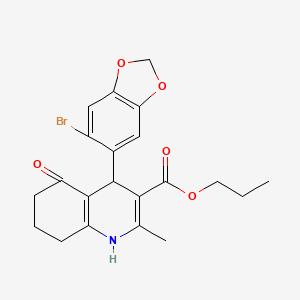 Propyl 4-(6-bromo-1,3-benzodioxol-5-yl)-2-methyl-5-oxo-1,4,5,6,7,8-hexahydroquinoline-3-carboxylate