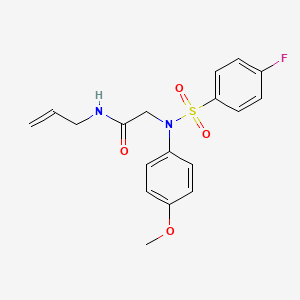 molecular formula C18H19FN2O4S B12496283 2-[N-(4-methoxyphenyl)-4-fluorobenzenesulfonamido]-N-(prop-2-en-1-yl)acetamide 