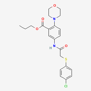 molecular formula C22H25ClN2O4S B12496351 Propyl 5-({[(4-chlorophenyl)sulfanyl]acetyl}amino)-2-(morpholin-4-yl)benzoate 