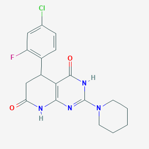 molecular formula C18H18ClFN4O2 B12496411 5-(4-chloro-2-fluorophenyl)-4-hydroxy-2-(piperidin-1-yl)-5,8-dihydropyrido[2,3-d]pyrimidin-7(6H)-one 