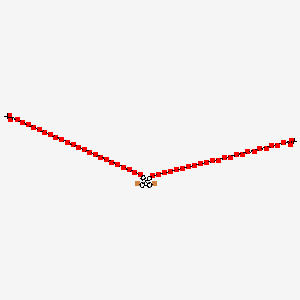 molecular formula C127H216Br2O50 B12496429 Di-tert-butyl 1,1'-(((2,7-dibromo-9H-fluorene-9,9-diyl)bis(4,1-phenylene))bis(oxy))bis(3,6,9,12,15,18,21,24,27,30,33,36,39,42,45,48,51,54,57,60,63,66-docosaoxanonahexacontan-69-oate) 