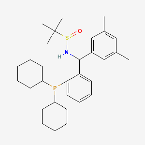 molecular formula C31H46NOPS B12496467 N-{[2-(dicyclohexylphosphanyl)phenyl](3,5-dimethylphenyl)methyl}-2-methylpropane-2-sulfinamide 