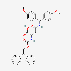 molecular formula C34H32N2O7 B12496491 3-{[bis(4-methoxyphenyl)methyl]carbamoyl}-2-{[(9H-fluoren-9-ylmethoxy)carbonyl]amino}propanoic acid 