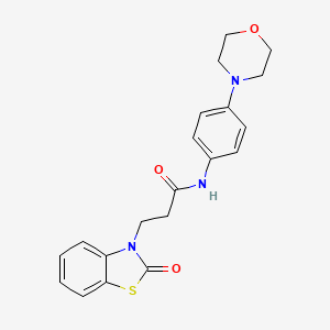 molecular formula C20H21N3O3S B12496513 N-[4-(morpholin-4-yl)phenyl]-3-(2-oxo-1,3-benzothiazol-3(2H)-yl)propanamide 