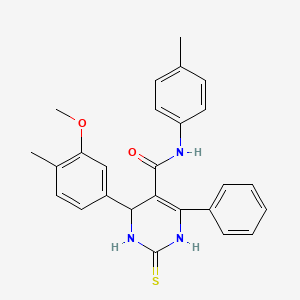 molecular formula C26H25N3O2S B12496518 6-(3-methoxy-4-methylphenyl)-N-(4-methylphenyl)-4-phenyl-2-sulfanyl-1,6-dihydropyrimidine-5-carboxamide 