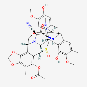 molecular formula C40H42N4O11S B1249660 [(1R,2R,3R,11S,12R,14R,26R)-12-cyano-5,6'-dihydroxy-6,7'-dimethoxy-7,21,30-trimethyl-24,27-dioxospiro[17,19,28-trioxa-24lambda4-thia-13,30-diazaheptacyclo[12.9.6.13,11.02,13.04,9.015,23.016,20]triaconta-4(9),5,7,15,20,22-hexaene-26,1'-3,4-dihydro-2H-isoquinoline]-22-yl] acetate 