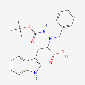 molecular formula C23H27N3O4 B12496633 2-{benzyl[(tert-butoxycarbonyl)amino]amino}-3-(1H-indol-3-yl)propanoic acid 