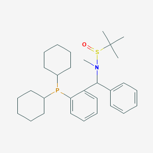 molecular formula C30H44NOPS B12496671 (R)-N-[(R)-[2-(Dicyclohexylphosphino)phenyl](phenyl)methyl]-N,2-dimethylpropane-2-sulfinamide 