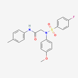 molecular formula C22H21FN2O4S B12496727 N~2~-[(4-fluorophenyl)sulfonyl]-N~2~-(4-methoxyphenyl)-N-(4-methylphenyl)glycinamide 