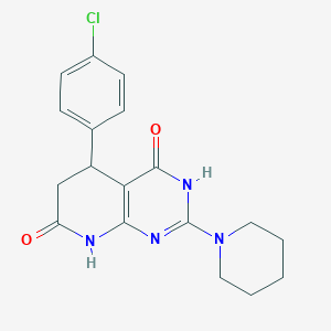 molecular formula C18H19ClN4O2 B12496778 5-(4-chlorophenyl)-4-hydroxy-2-(piperidin-1-yl)-5,8-dihydropyrido[2,3-d]pyrimidin-7(6H)-one 