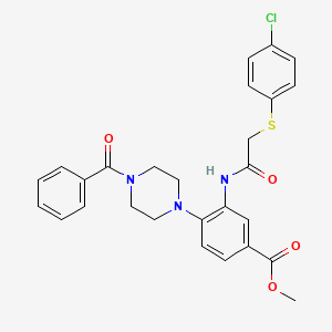 molecular formula C27H26ClN3O4S B12496790 Methyl 3-({[(4-chlorophenyl)sulfanyl]acetyl}amino)-4-[4-(phenylcarbonyl)piperazin-1-yl]benzoate 