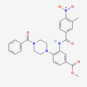 molecular formula C27H26N4O6 B12496922 Methyl 3-{[(3-methyl-4-nitrophenyl)carbonyl]amino}-4-[4-(phenylcarbonyl)piperazin-1-yl]benzoate 