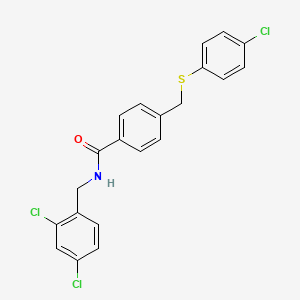 molecular formula C21H16Cl3NOS B12497055 4-{[(4-chlorophenyl)sulfanyl]methyl}-N-(2,4-dichlorobenzyl)benzamide 