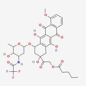 molecular formula C34H36F3NO13 B12497106 [2-oxo-2-[2,5,12-trihydroxy-4-[5-hydroxy-6-methyl-4-[(2,2,2-trifluoroacetyl)amino]oxan-2-yl]oxy-7-methoxy-6,11-dioxo-3,4-dihydro-1H-tetracen-2-yl]ethyl] pentanoate 