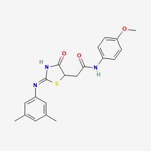 molecular formula C20H21N3O3S B12497171 2-{(2E)-2-[(3,5-dimethylphenyl)imino]-4-oxo-1,3-thiazolidin-5-yl}-N-(4-methoxyphenyl)acetamide 