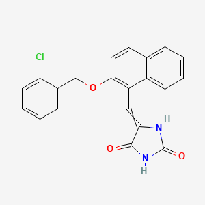 molecular formula C21H15ClN2O3 B12497208 5-[[2-[(2-Chlorophenyl)methoxy]-1-naphthalenyl]methylene]-2,4-imidazolidinedione CAS No. 680992-25-0