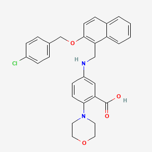 molecular formula C29H27ClN2O4 B12497241 5-[({2-[(4-Chlorobenzyl)oxy]naphthalen-1-yl}methyl)amino]-2-(morpholin-4-yl)benzoic acid 