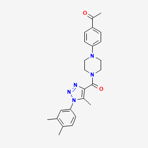 molecular formula C24H27N5O2 B12497293 1-[4-(4-{[1-(3,4-dimethylphenyl)-5-methyl-1H-1,2,3-triazol-4-yl]carbonyl}piperazin-1-yl)phenyl]ethanone 