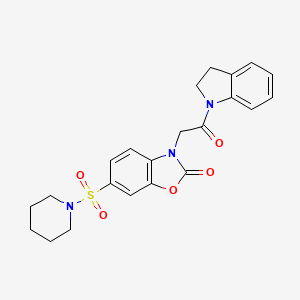 molecular formula C22H23N3O5S B1249734 3-[2-(2,3-Dihydroindol-1-yl)-2-oxoethyl]-6-(1-piperidinylsulfonyl)-1,3-benzoxazol-2-one 