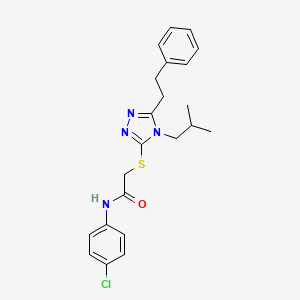 molecular formula C22H25ClN4OS B12497350 N-(4-chlorophenyl)-2-{[4-(2-methylpropyl)-5-(2-phenylethyl)-4H-1,2,4-triazol-3-yl]sulfanyl}acetamide 