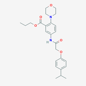 molecular formula C25H32N2O5 B12497355 Propyl 2-(morpholin-4-yl)-5-({[4-(propan-2-yl)phenoxy]acetyl}amino)benzoate 