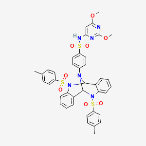 4-{5,11-bis[(4-methylphenyl)sulfonyl]-5,6,11,12-tetrahydro-6,12-epiminodibenzo[b,f][1,5]diazocin-13-yl}-N-(2,6-dimethoxypyrimidin-4-yl)benzenesulfonamide