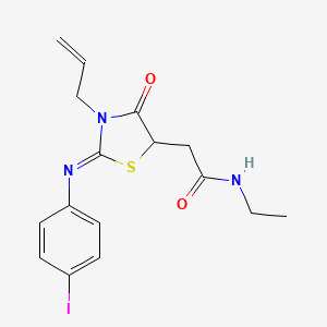 N-ethyl-2-[(2Z)-2-[(4-iodophenyl)imino]-4-oxo-3-(prop-2-en-1-yl)-1,3-thiazolidin-5-yl]acetamide