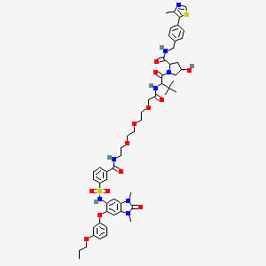 1-(2-{2-[2-(2-{2-[(3-{[1,3-dimethyl-2-oxo-6-(3-propoxyphenoxy)-1,3-benzodiazol-5-yl]sulfamoyl}phenyl)formamido]ethoxy}ethoxy)ethoxy]acetamido}-3,3-dimethylbutanoyl)-4-hydroxy-N-{[4-(4-methyl-1,3-thiazol-5-yl)phenyl]methyl}pyrrolidine-2-carboxamide