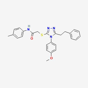 molecular formula C26H26N4O2S B12497444 2-{[4-(4-methoxyphenyl)-5-(2-phenylethyl)-4H-1,2,4-triazol-3-yl]sulfanyl}-N-(4-methylphenyl)acetamide 