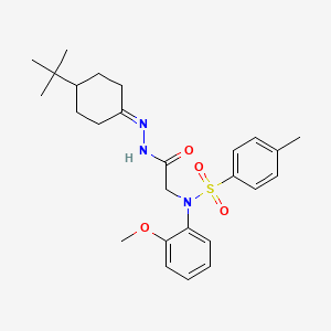 molecular formula C26H35N3O4S B12497476 N-{2-[2-(4-tert-butylcyclohexylidene)hydrazinyl]-2-oxoethyl}-N-(2-methoxyphenyl)-4-methylbenzenesulfonamide (non-preferred name) 