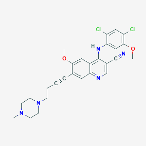 molecular formula C27H27Cl2N5O2 B1249749 4-[(2,4-Dichloro-5-methoxyphenyl)amino]-6-methoxy-7-[4-(4-methylpiperazin-1-yl)but-1-ynyl]-3-quinolinecarbonitrile 