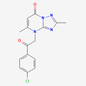 molecular formula C15H13ClN4O2 B12497581 4-[2-(4-Chlorophenyl)-2-oxoethyl]-2,5-dimethyl-[1,2,4]triazolo[1,5-a]pyrimidin-7-one 