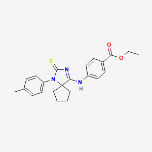 ethyl 4-{[(4Z)-1-(4-methylphenyl)-2-thioxo-1,3-diazaspiro[4.4]non-4-ylidene]amino}benzoate