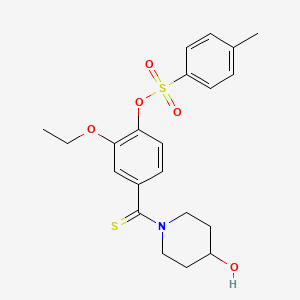 molecular formula C21H25NO5S2 B12497718 2-Ethoxy-4-[(4-hydroxypiperidin-1-yl)carbonothioyl]phenyl 4-methylbenzenesulfonate 