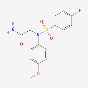 molecular formula C15H15FN2O4S B12497805 N~2~-[(4-fluorophenyl)sulfonyl]-N~2~-(4-methoxyphenyl)glycinamide 