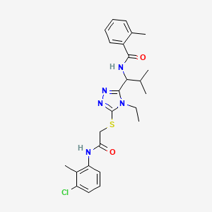 N-{1-[5-({2-[(3-chloro-2-methylphenyl)amino]-2-oxoethyl}sulfanyl)-4-ethyl-4H-1,2,4-triazol-3-yl]-2-methylpropyl}-2-methylbenzamide