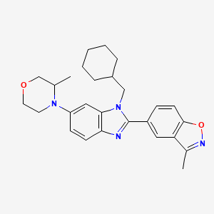 molecular formula C27H32N4O2 B12497867 5-[1-(Cyclohexylmethyl)-6-(3-methylmorpholin-4-yl)-1,3-benzodiazol-2-yl]-3-methyl-1,2-benzoxazole 