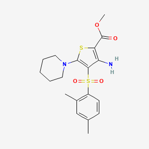 molecular formula C19H24N2O4S2 B12497871 Methyl 3-amino-4-[(2,4-dimethylphenyl)sulfonyl]-5-(piperidin-1-yl)thiophene-2-carboxylate 