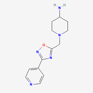 molecular formula C13H17N5O B12497923 1-{[3-(Pyridin-4-YL)-1,2,4-oxadiazol-5-YL]methyl}piperidin-4-amine 