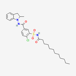 molecular formula C28H38ClN3O4S B1249795 Lauroyl-indapamide 