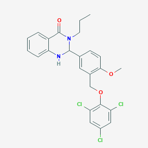 molecular formula C25H23Cl3N2O3 B12498036 2-{4-methoxy-3-[(2,4,6-trichlorophenoxy)methyl]phenyl}-3-propyl-2,3-dihydroquinazolin-4(1H)-one 