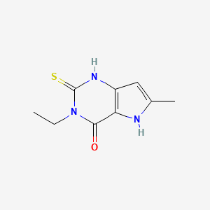 molecular formula C9H11N3OS B12498047 3-ethyl-6-methyl-2-thioxo-1,2,3,5-tetrahydro-4H-pyrrolo[3,2-d]pyrimidin-4-one 