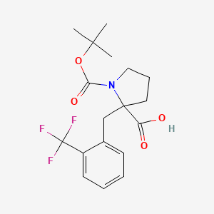 molecular formula C18H22F3NO4 B12498094 1-(Tert-butoxycarbonyl)-2-{[2-(trifluoromethyl)phenyl]methyl}pyrrolidine-2-carboxylic acid 