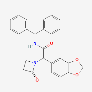 2-(1,3-benzodioxol-5-yl)-N-(diphenylmethyl)-2-(2-oxoazetidin-1-yl)acetamide