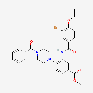 molecular formula C28H28BrN3O5 B12498215 Methyl 3-{[(3-bromo-4-ethoxyphenyl)carbonyl]amino}-4-[4-(phenylcarbonyl)piperazin-1-yl]benzoate 