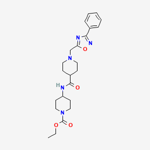 molecular formula C23H31N5O4 B12498265 Ethyl 4-[({1-[(3-phenyl-1,2,4-oxadiazol-5-yl)methyl]piperidin-4-yl}carbonyl)amino]piperidine-1-carboxylate 