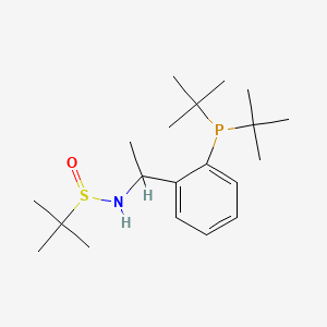 molecular formula C20H36NOPS B12498363 N-{1-[2-(di-tert-butylphosphanyl)phenyl]ethyl}-2-methylpropane-2-sulfinamide 